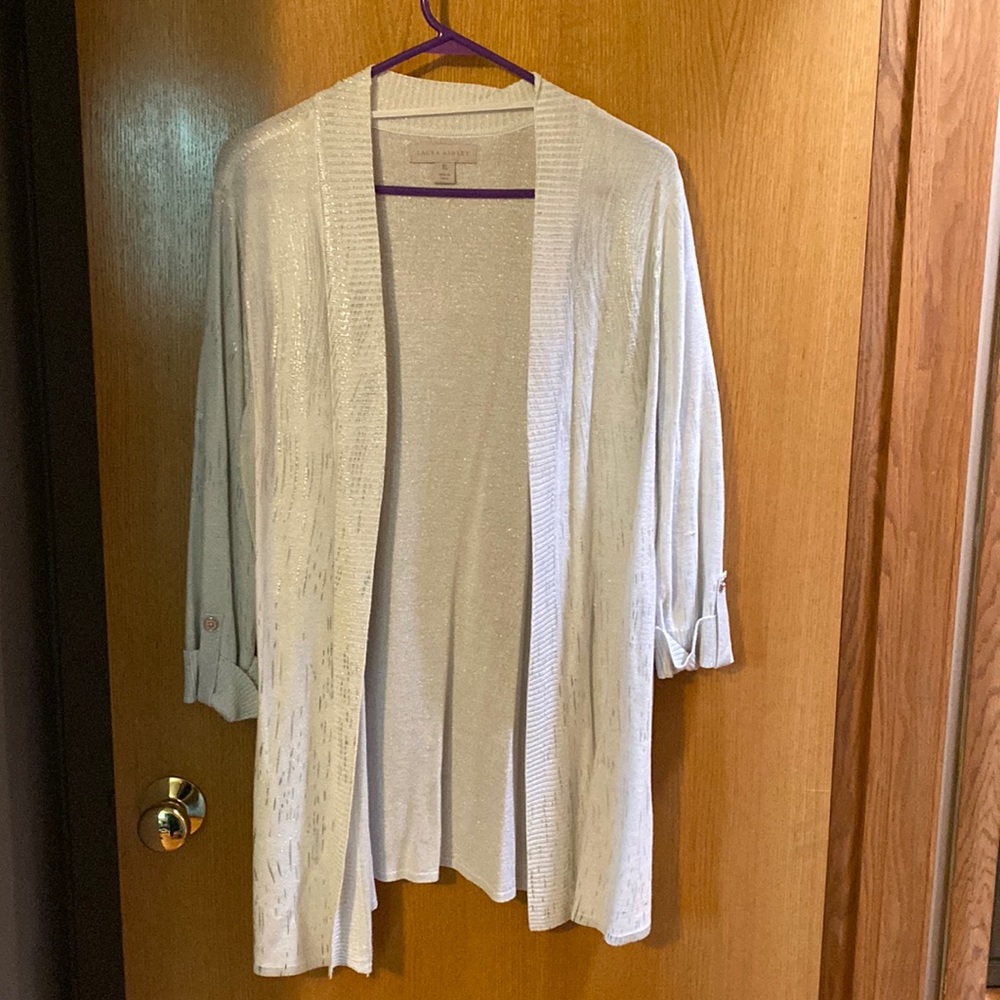 Laura Ashley Light Gray Sparkle Sweater